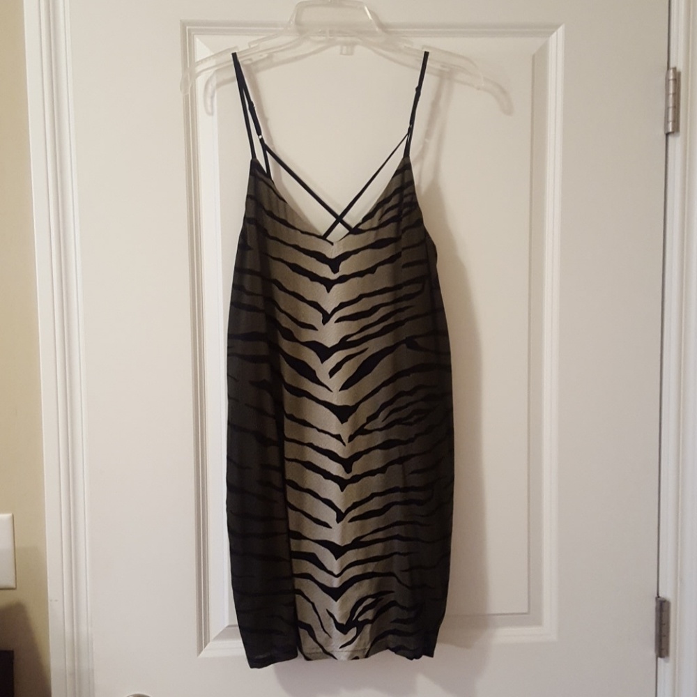 Ecote Abstract Print Green Hombre Mini Slip Dress